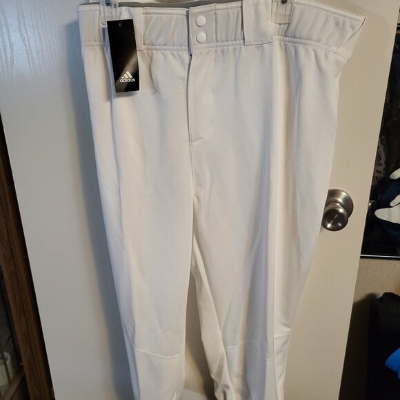 ***FREE WITH ANY PURCHASE*NWT BIG & TALL MENS WHITE ADIDAS BASEBALL PANTS SZ 3XL - Picture 1 of 7